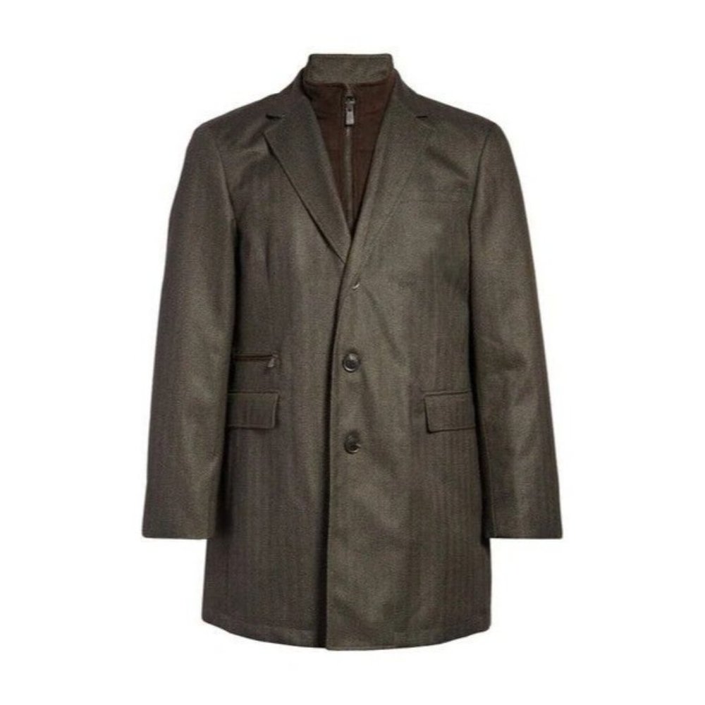Hart Schaffner Marx Rodney Water Resistant Tech Flannel Raincoat Jacket Medium M - Picture 2 of 4